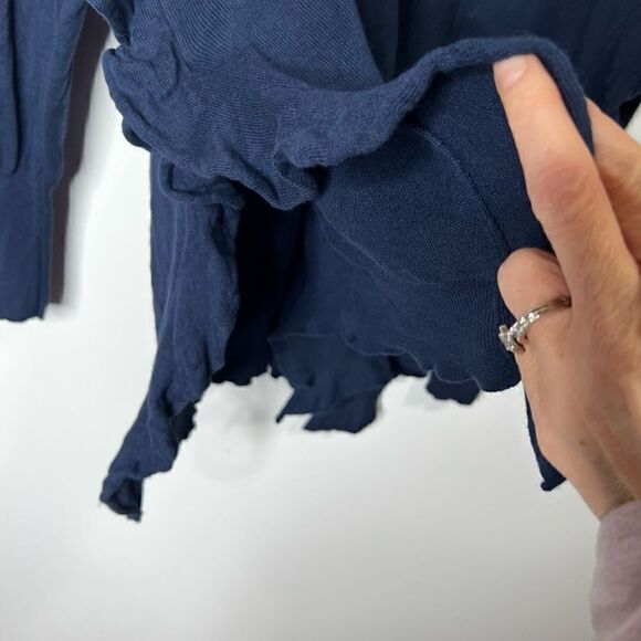 Moth Women's Navy Blue V Neck Ruffled Details Flare Hem Sweater Size Large - Picture 6 of 11